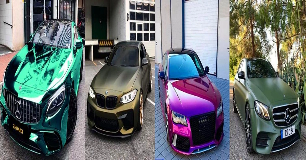 Car showcasing vinyl wrap finishes