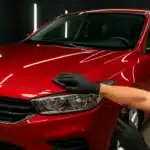 Can You Wax a Vinyl Wrapped Car? - example on a car, close-up finish detail