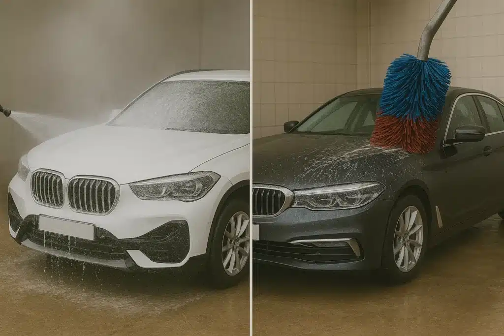 Touchless vs Brush Car Wash for Wraps - installation in progress at VinylWrapRo workshop