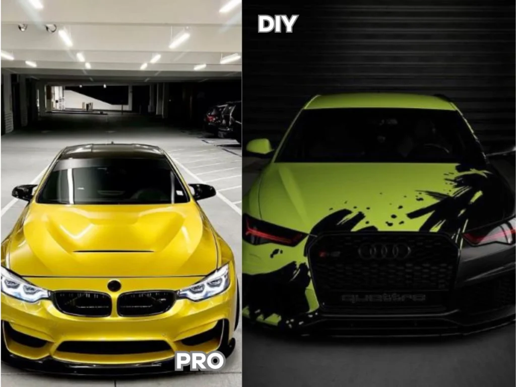 DIY vs Professional Car Wrap Installation (USA Guide) - installation in progress at VinylWrapRo workshop