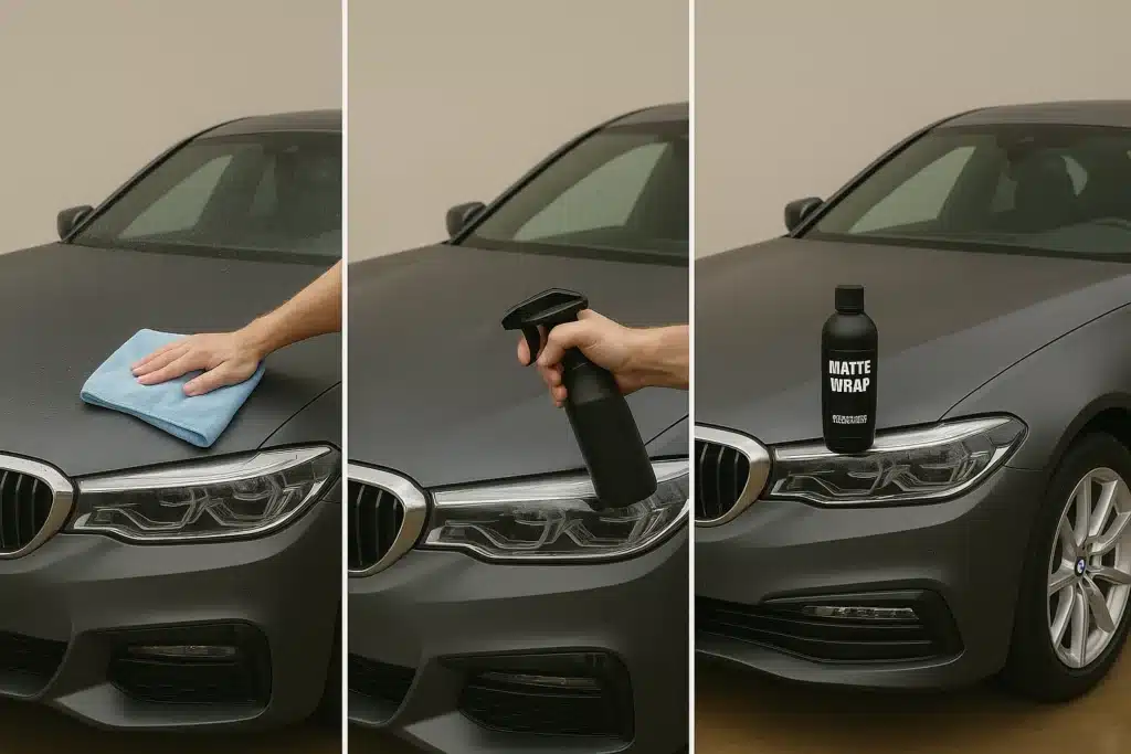 How to Prevent Water Spots on Matte Wraps - installation in progress at VinylWrapRo workshop