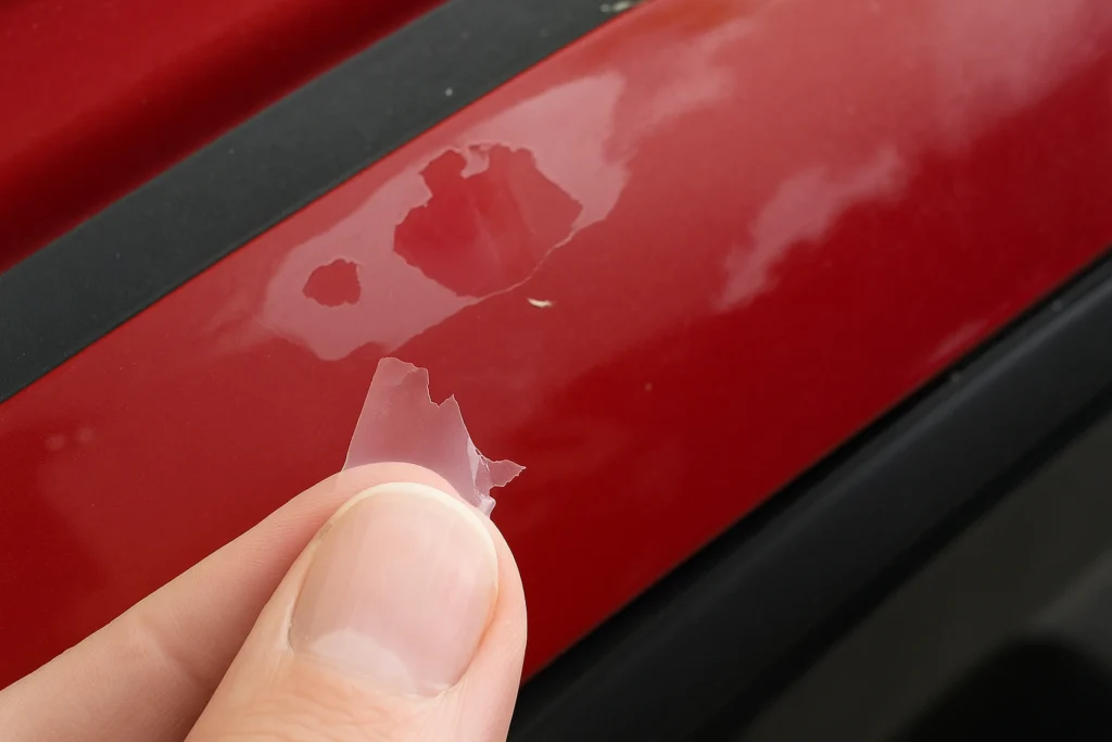 How to Fix Peeling Edges on a Wrap - example on a car, close-up finish detail