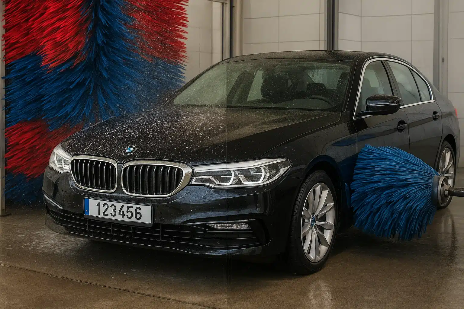 Touchless vs Brush Car Wash for Wraps - example on a car, close-up finish detail