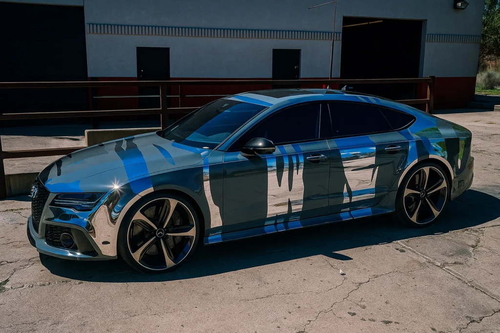 Can You Wrap a Car at Home? - installation in progress at VinylWrapRo workshop