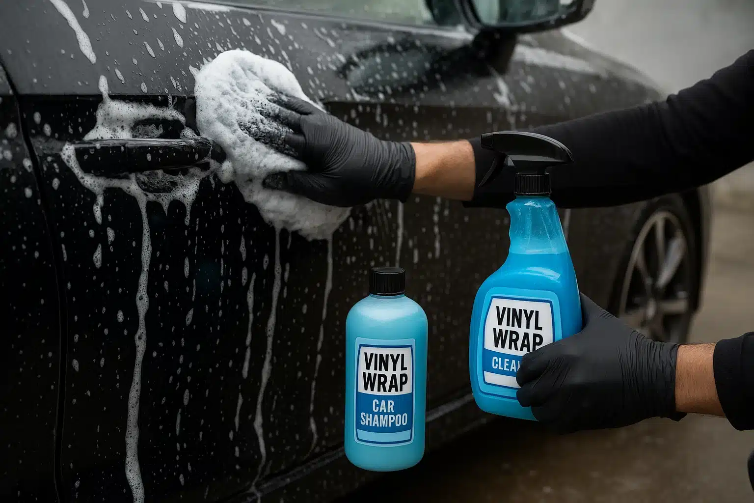 Best Products for Cleaning Vinyl Wraps - example on a car, close-up finish detail