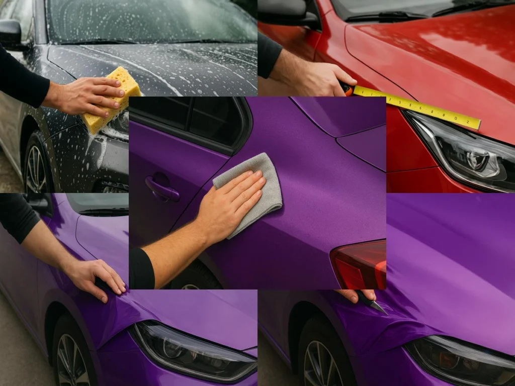 Close-up of wrapping process