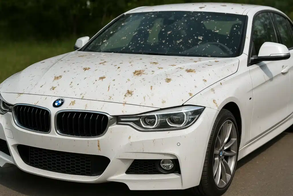 How to Remove Bird Droppings & Tree Sap from Wraps - example on a car, close-up finish detail