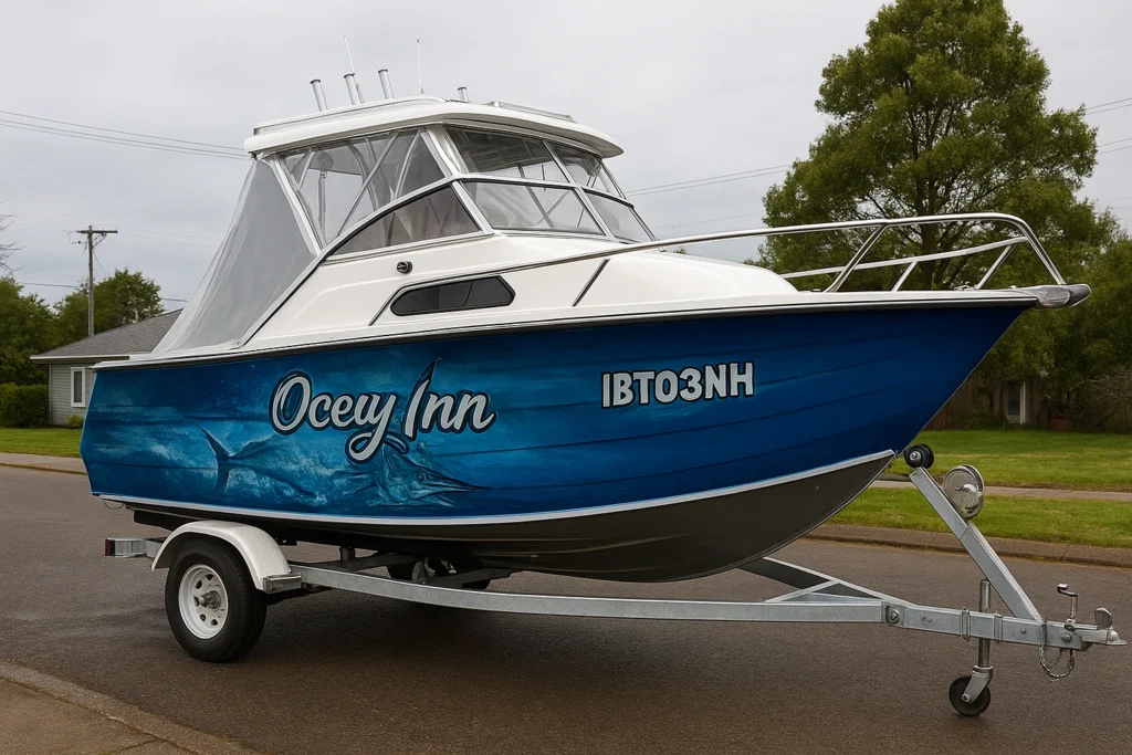 Boat & Marine Vinyl Wraps (Saltwater Care) - example on a car, close-up finish detail