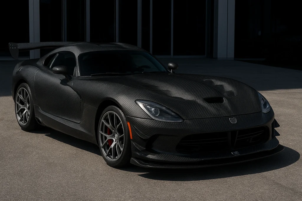 Carbon Fiber Wrap: Realistic Look & Durability - example on a car, close-up finish detail