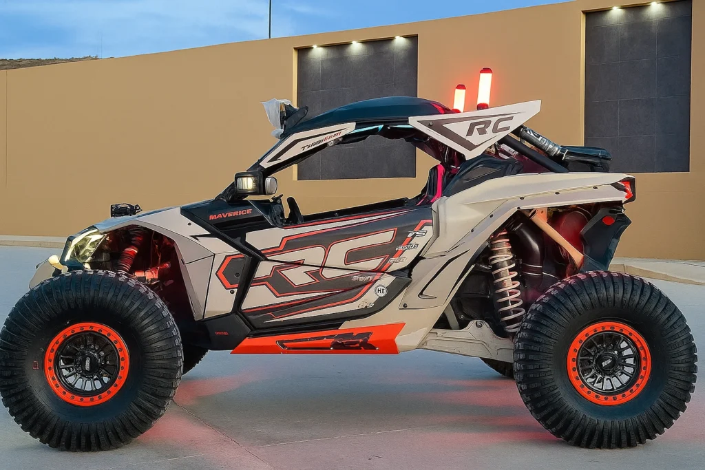ATV & UTV Wraps: Durability Off-Road - installation in progress at VinylWrapRo workshop