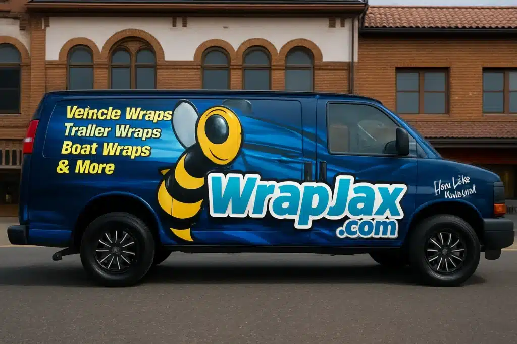 Vehicle Wrap Advertising ROI (USA) - installation in progress at VinylWrapRo workshop