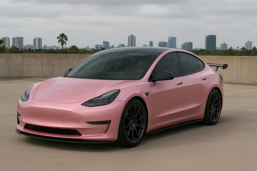 Luxury wrapped Tesla showcasing premium car design