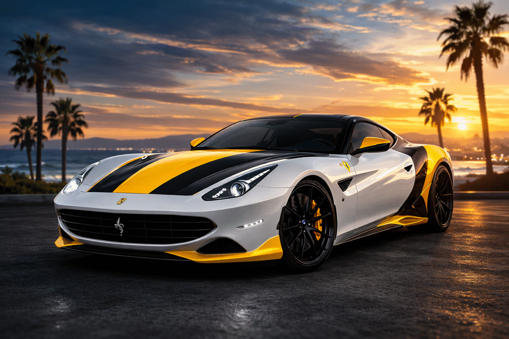 Car wrap cost breakdown in California showing vinyl wrap areas like hood roof bumper mirrors and full wrap price range