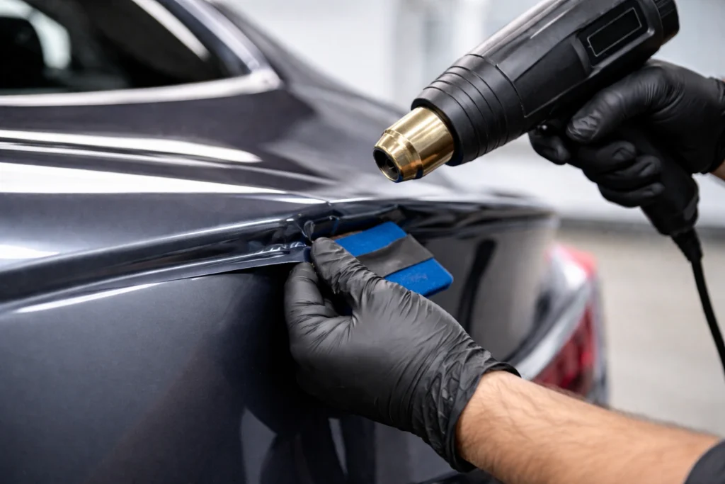 heat gun sealing vinyl wrap edge