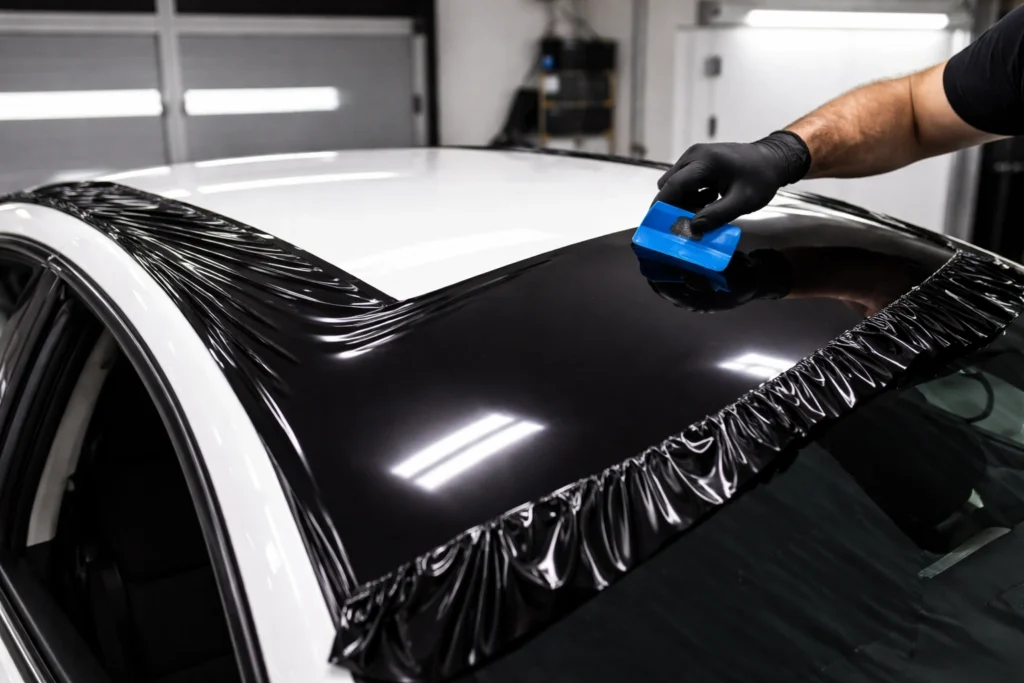 partial vinyl wrap roof installation