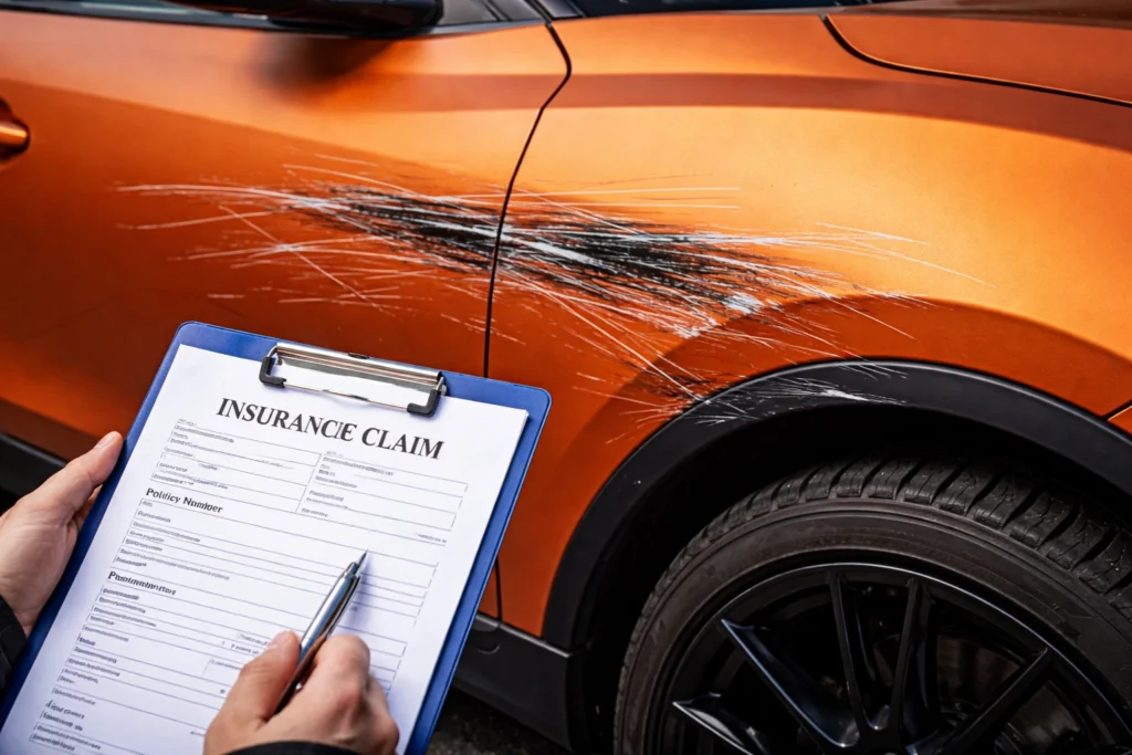 scratched vinyl wrap insurance case