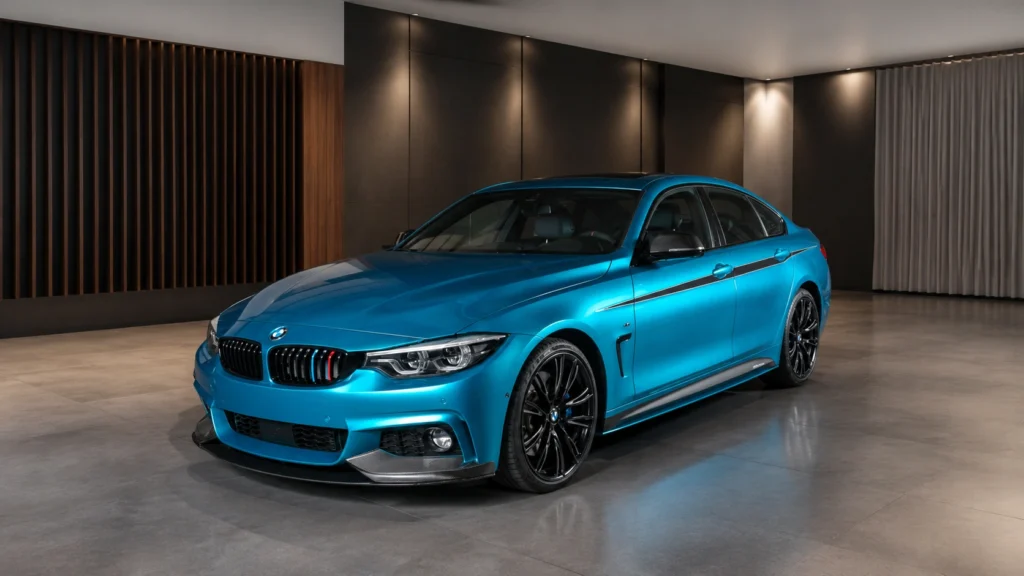 BMW Snapper Rocks Blue inspired vinyl wrap showing premium metallic blue color-change finish on a luxury car.