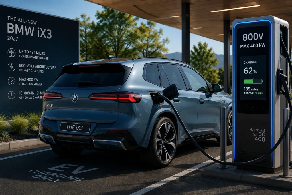 2027 BMW iX3 using an 800-volt fast charger