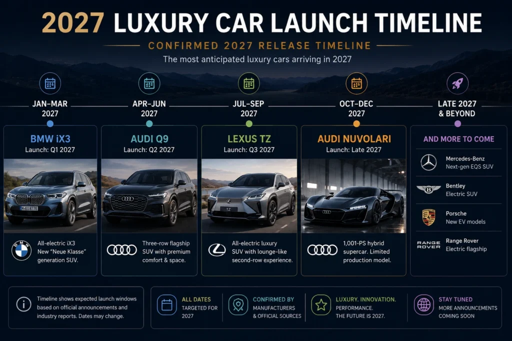 Confirmed 2027 luxury-car release timeline