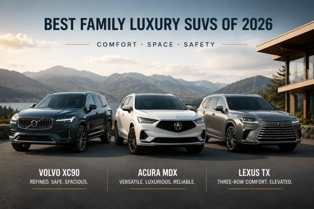 Best family luxury SUVs 2026 Volvo XC90 Acura MDX and Lexus TX