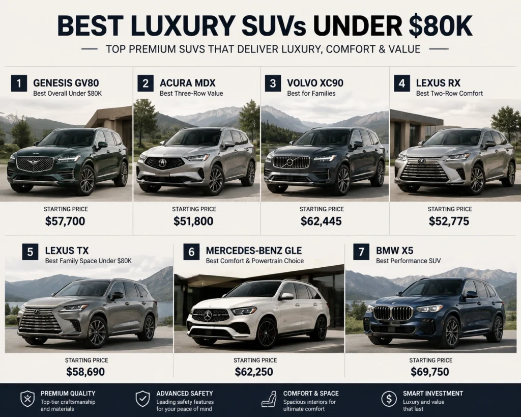 Best luxury SUVs under $80K in 2026