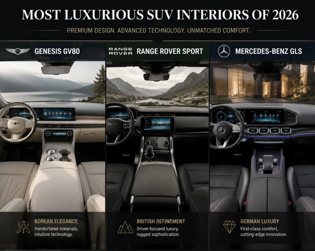 Luxury SUV interiors from Genesis GV80 Range Rover Sport and Mercedes GLS
